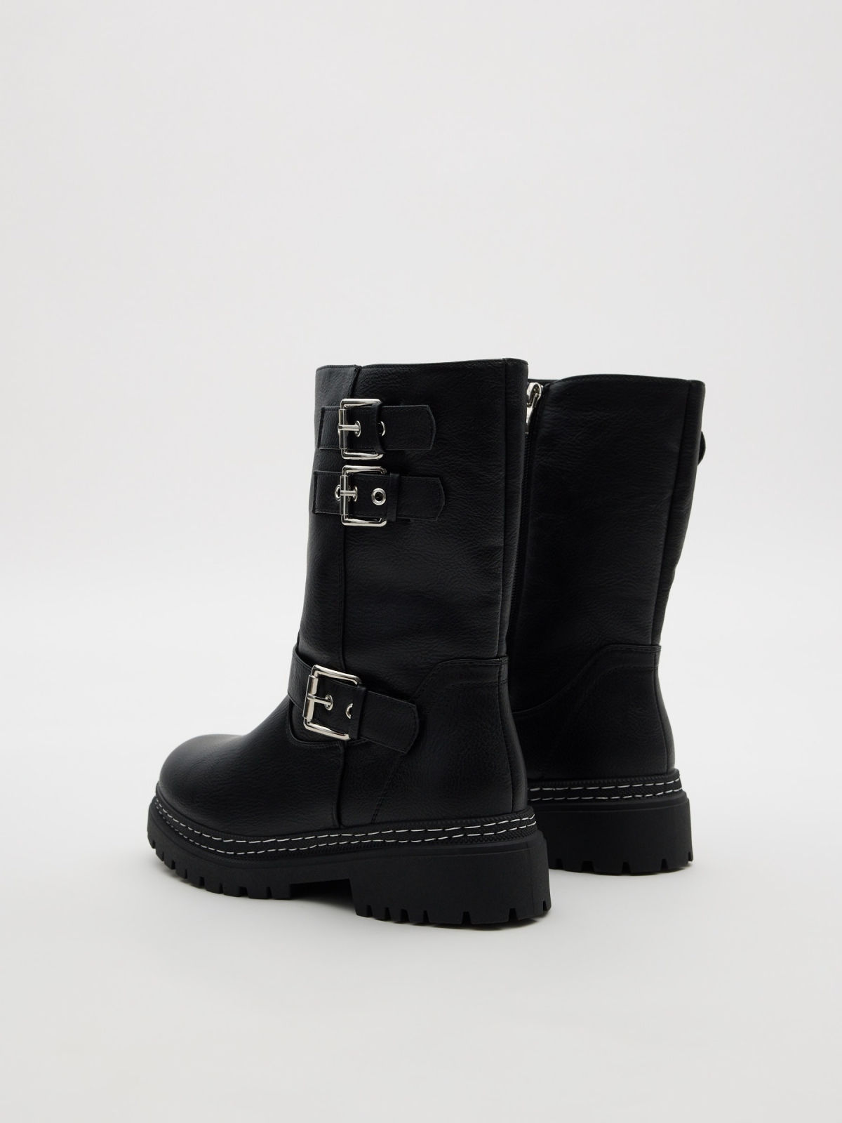 Buckle boots black 45º back view