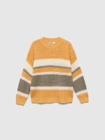 %Pto% Chunky knit sweater with stripes yellow front view