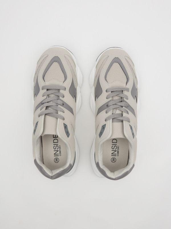 Zapatillas running gris gris medio vista cenital