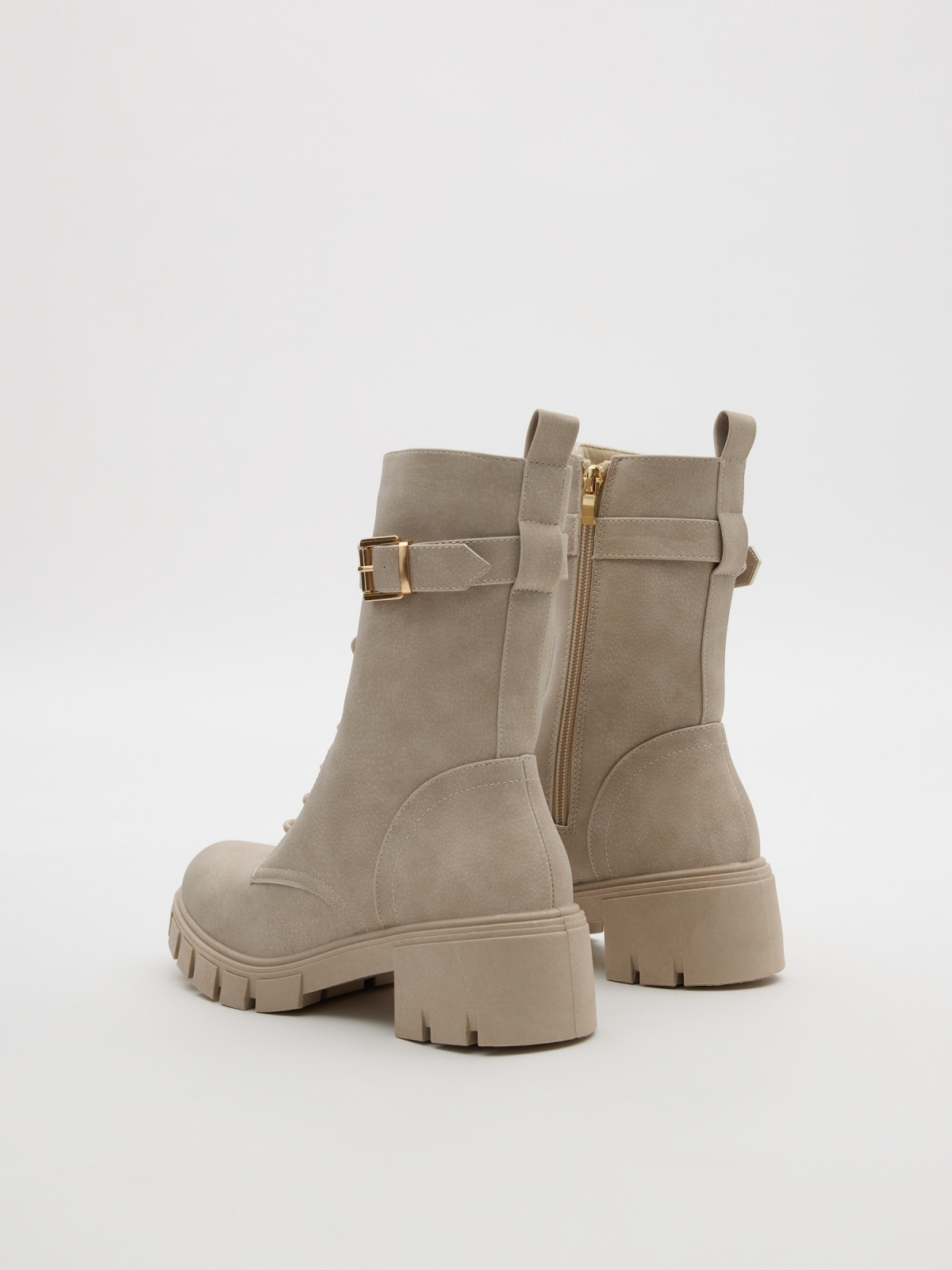 Lace-up boots with buckle raw 45º back view