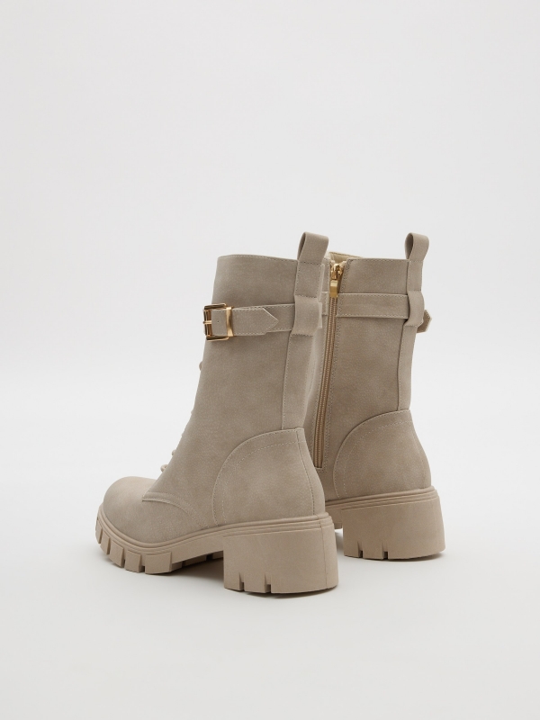 Lace-up boots with buckle raw 45º back view