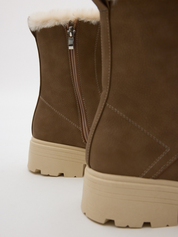 Lace-up boot combined hair sand detail view