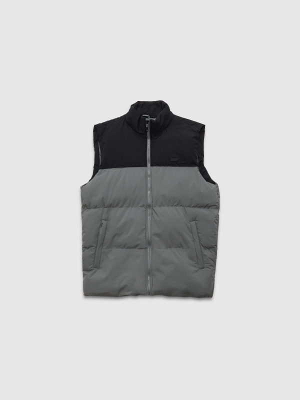  Chaleco acolchado color block blanco gris vista frontal