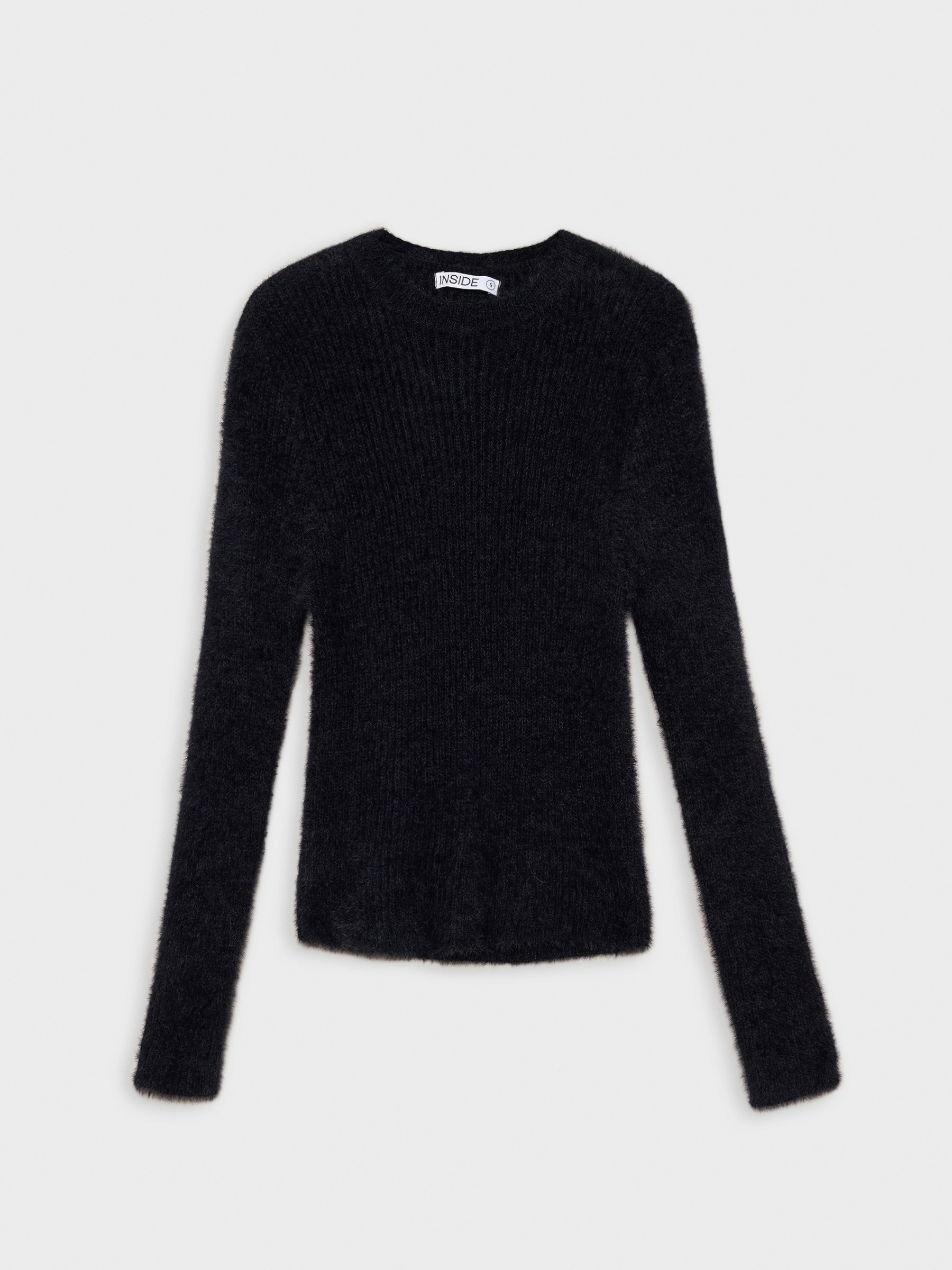 Camisola de pele de lontra preto vista meia frontal