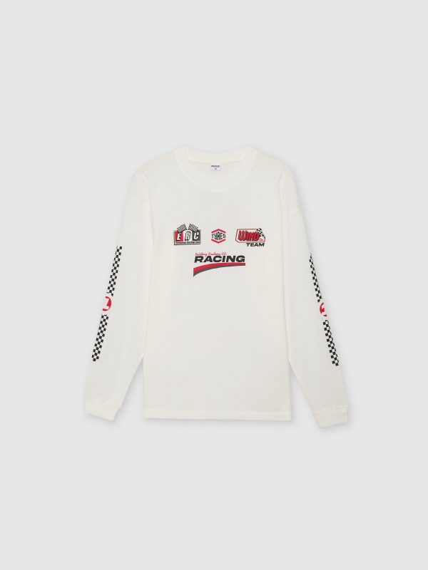  Camiseta manga larga racing crudo vista frontal
