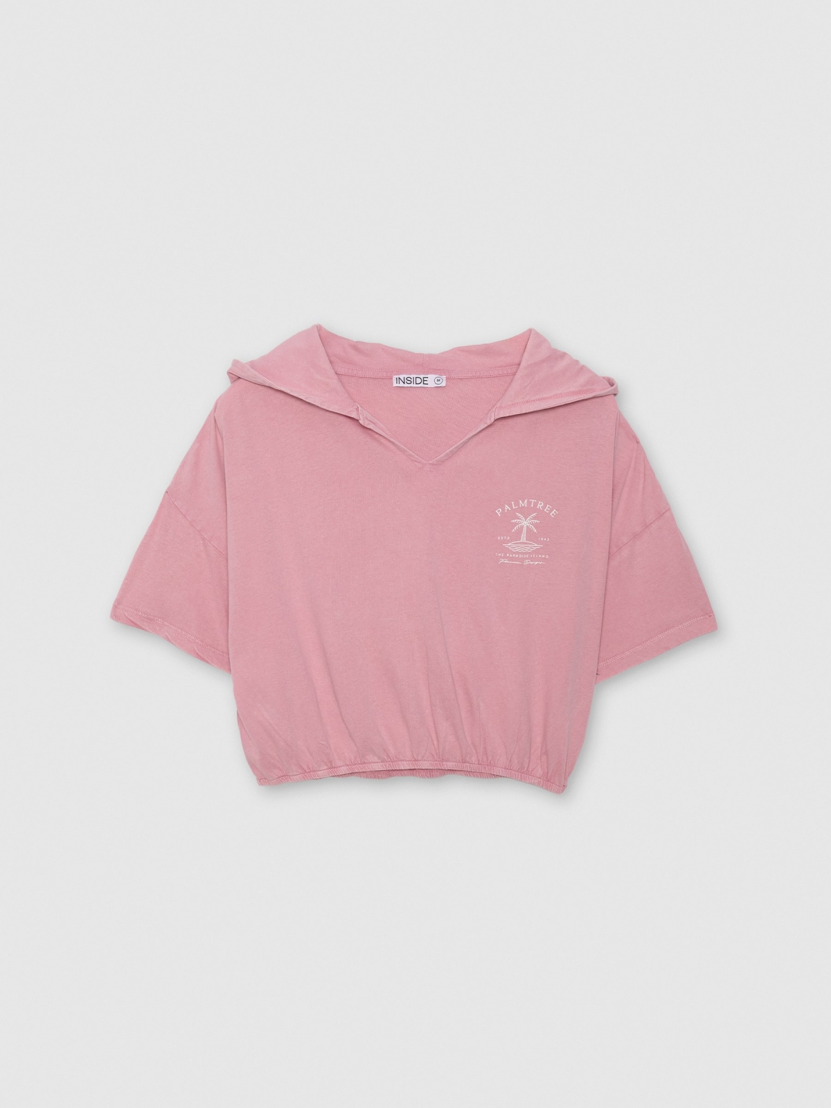  Camiseta con capucha palmera rosa vista frontal