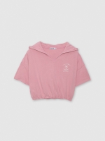 %Pto% Hooded palm tree t-shirt pink front view
