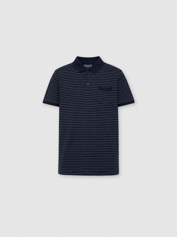  Striped polo navy front view