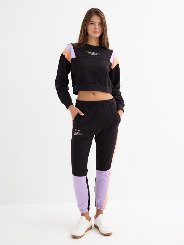 One Day cropped sweatshirt black general front view