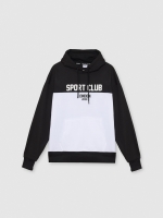 %Pto% Sudadera con capucha color block negro vista frontal