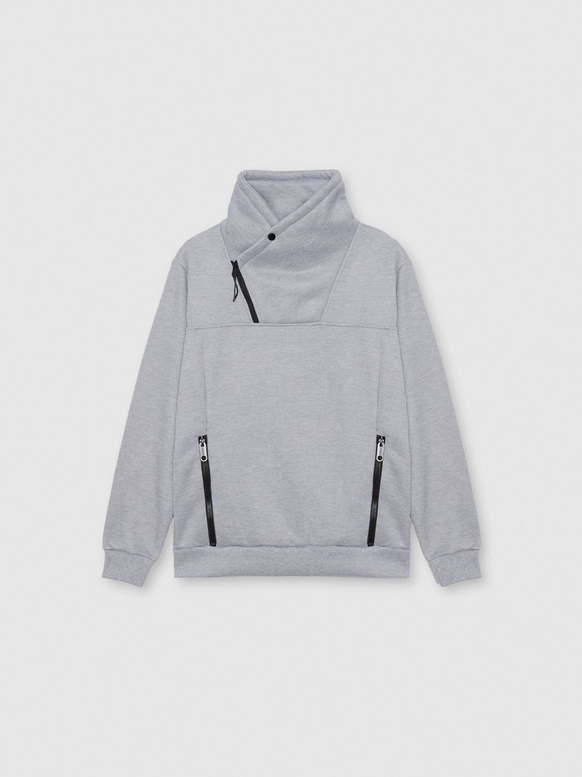  Sudadera cuello cruzado melange medio vista frontal