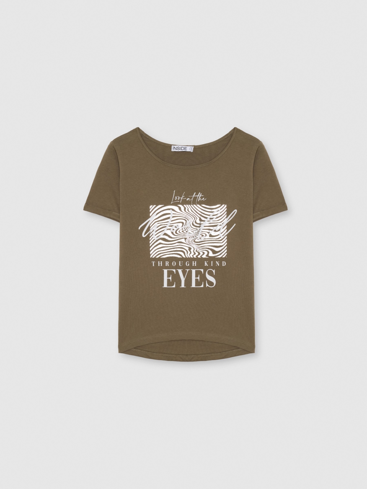  Short sleeve eyes t-shirt khaki front view