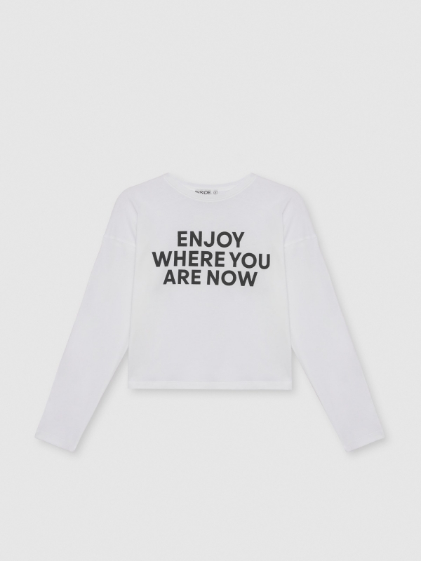  Long sleeve t-shirt with text print white front view