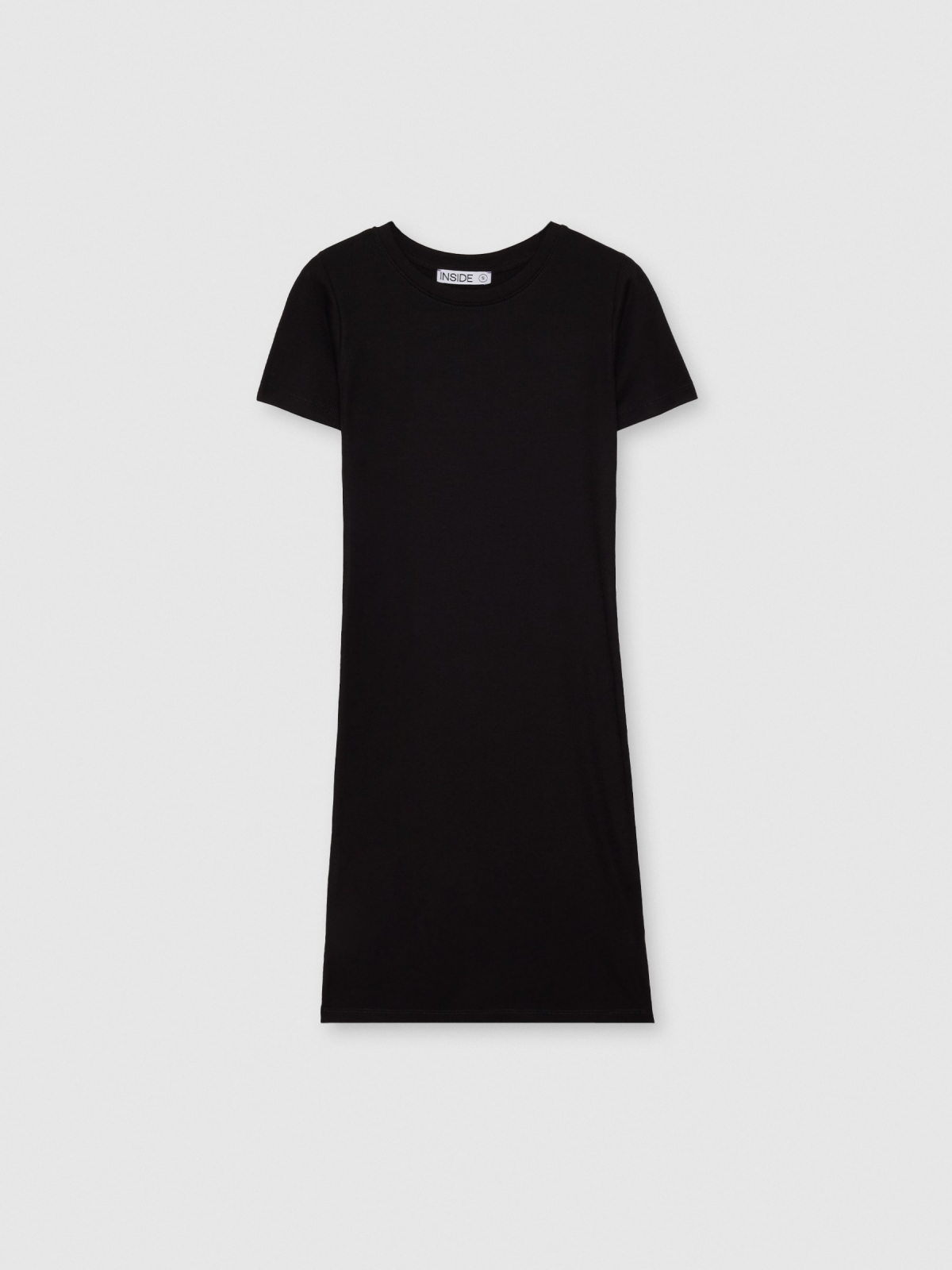  Basic ribbed dress black front view