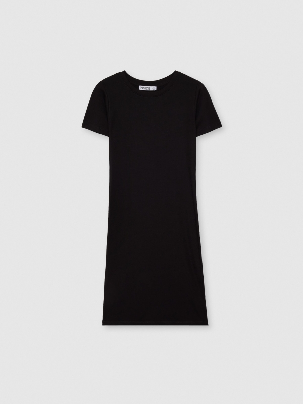  Basic ribbed dress black front view