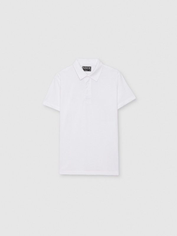  Polo básico manga corta blanco vista frontal