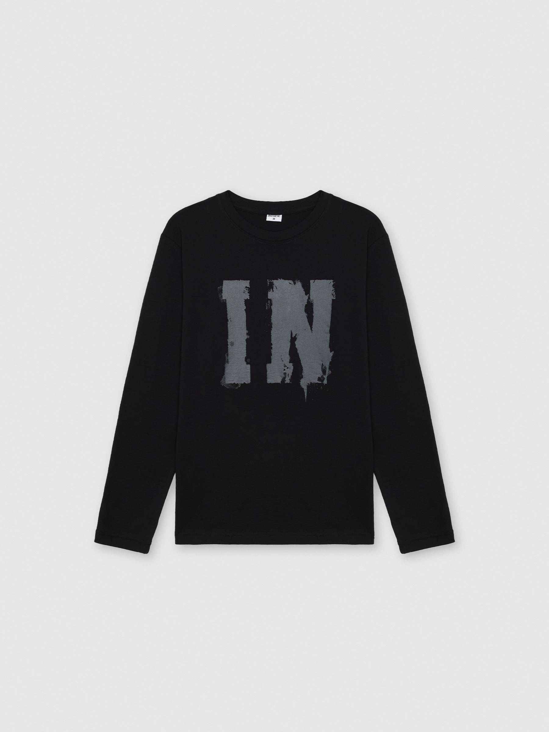 Camiseta de manga longa Inside preto vista meia frontal