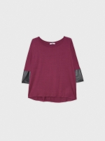 %Pto% Camiseta detalles efecto piel granate