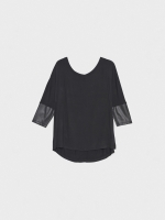 %Pto% Camiseta detalles efecto piel negro vista frontal