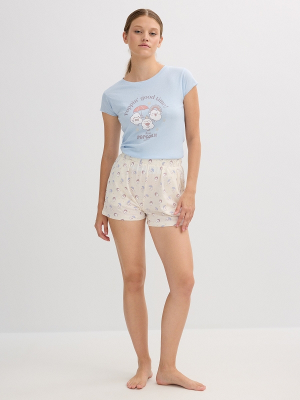 Pijama algodão off white vista geral frontal