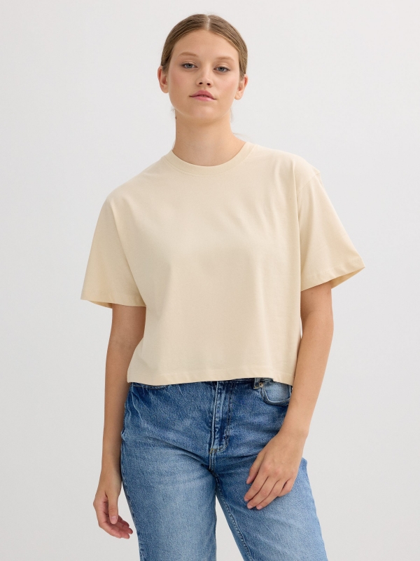 Camiseta manga corta crop arena vista media frontal