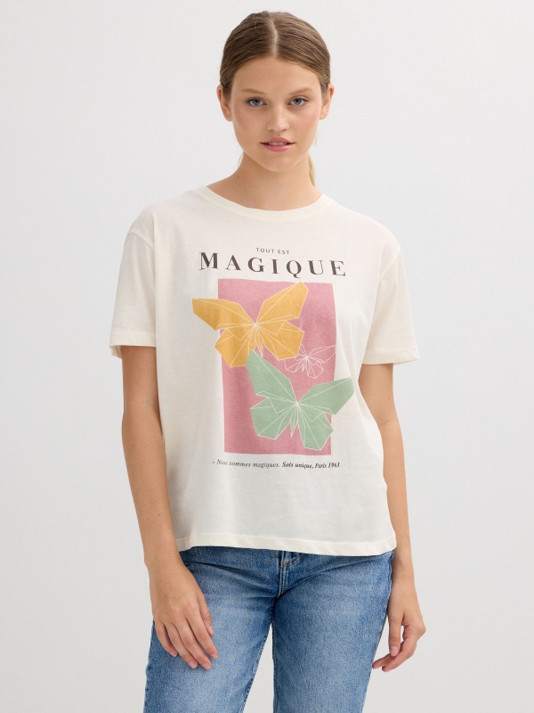 Magic print t-shirt off white middle front view