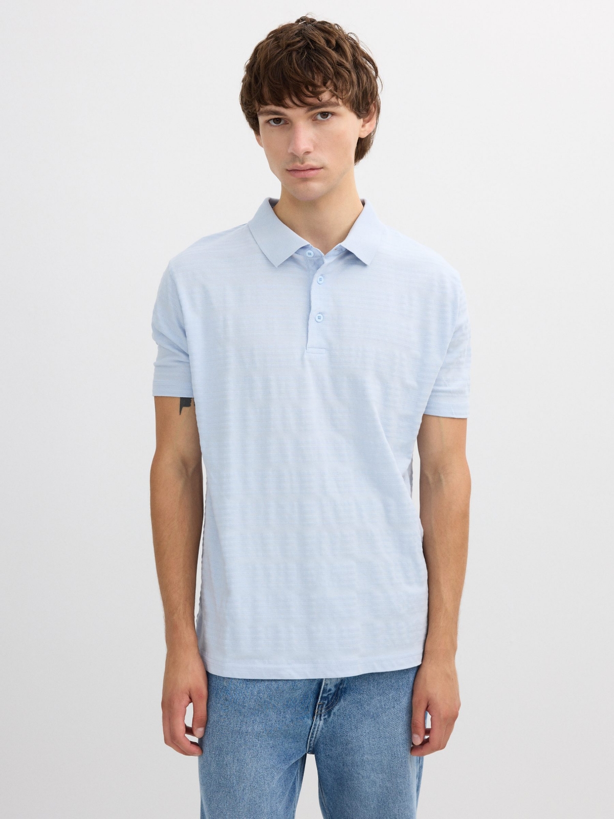 Basic embossed striped polo