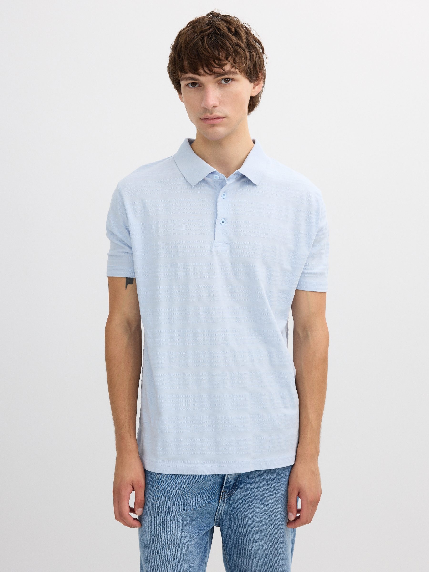 Basic embossed striped polo