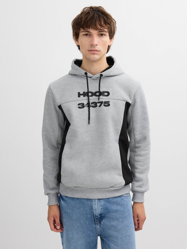 Hoodie medium grey vigore middle front view
