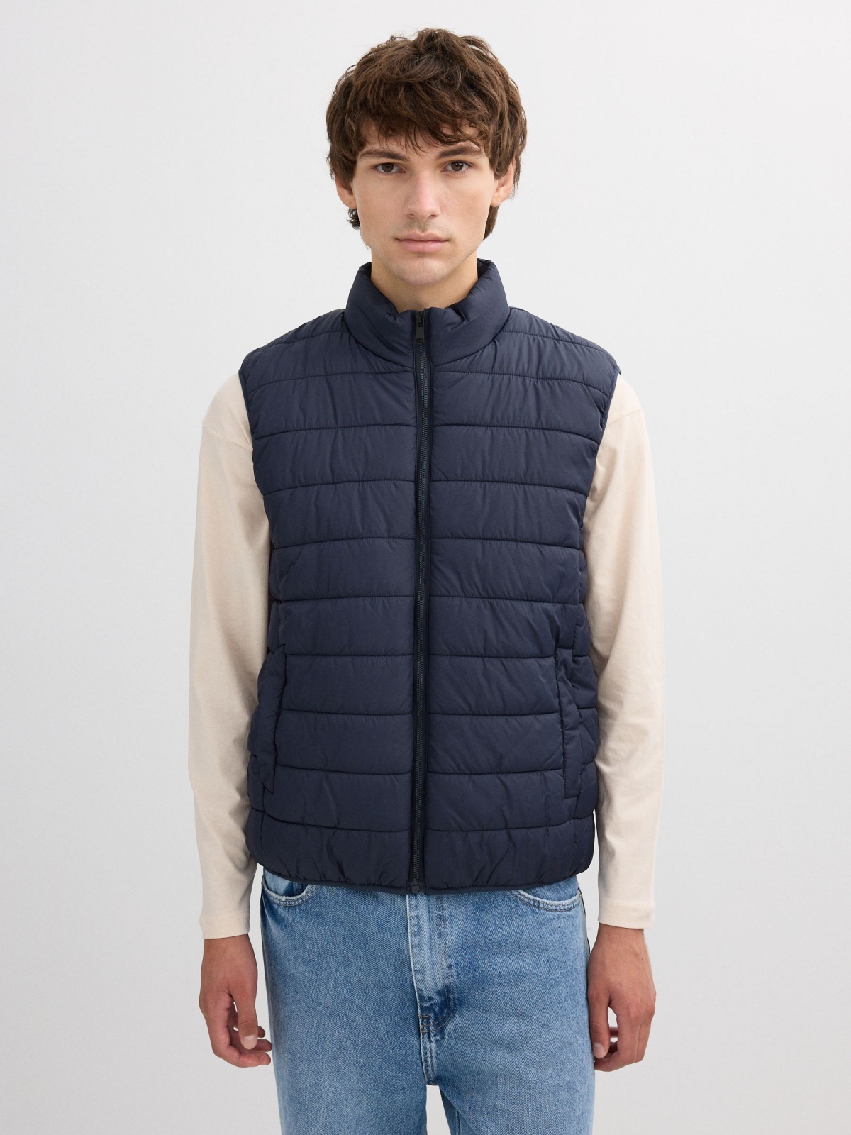 Padded vest navy middle front view