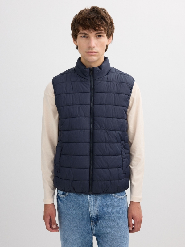 Padded vest navy middle front view
