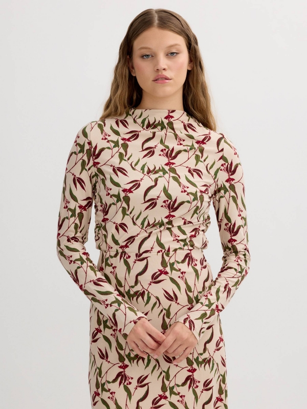 Camiseta estampada off white vista meia frontal