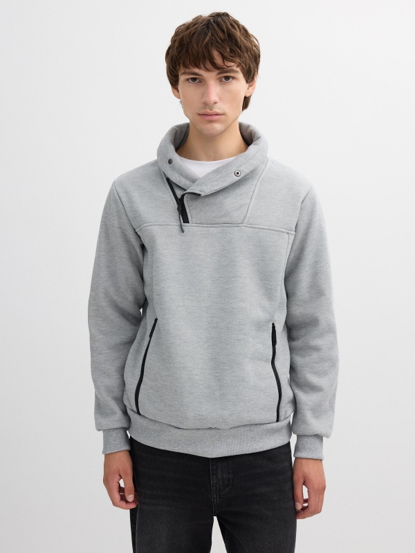 Sudadera cuello cruzado melange medio vista media frontal