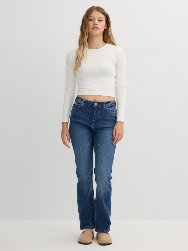 Jeans high rise straight azul azul vista general frontal