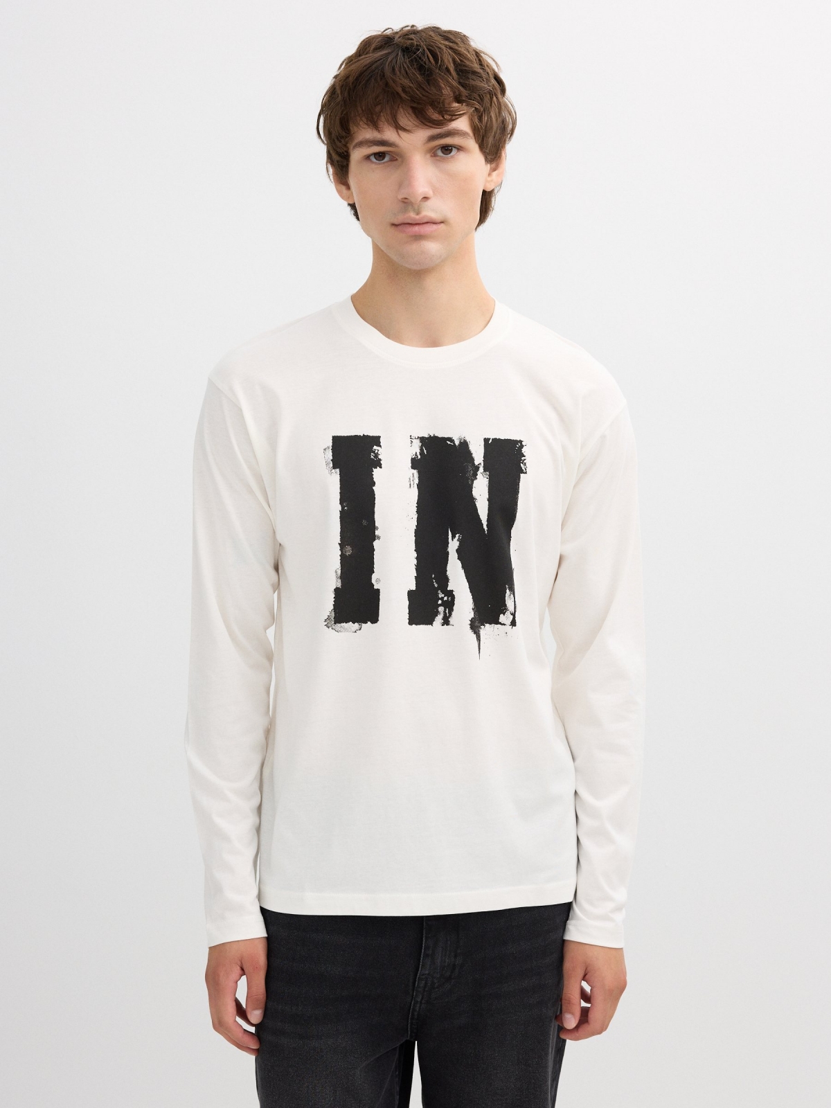 Camiseta de manga longa Inside crua vista meia frontal