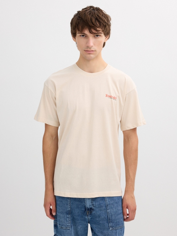 Camiseta estampado Yosemite crudo vista media frontal