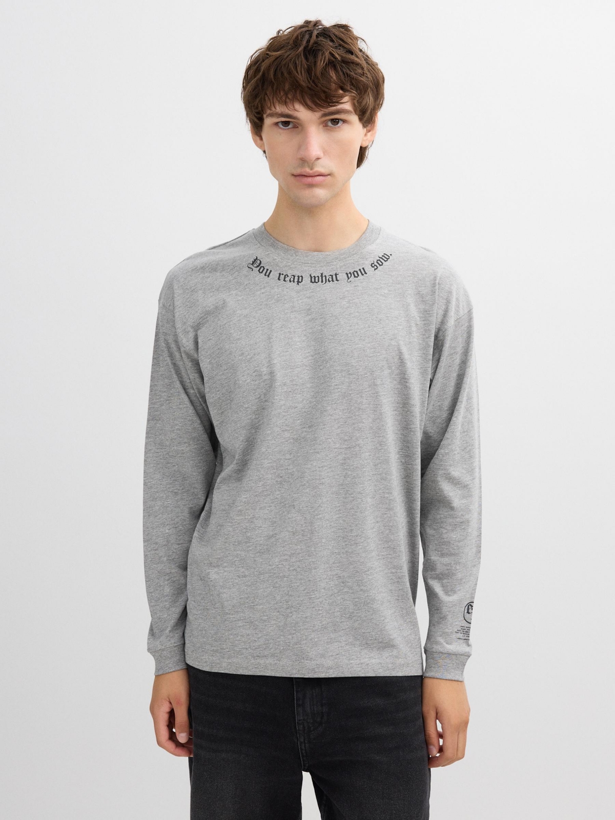 Camiseta de manga longa karma cinza vigoré médio vista meia frontal