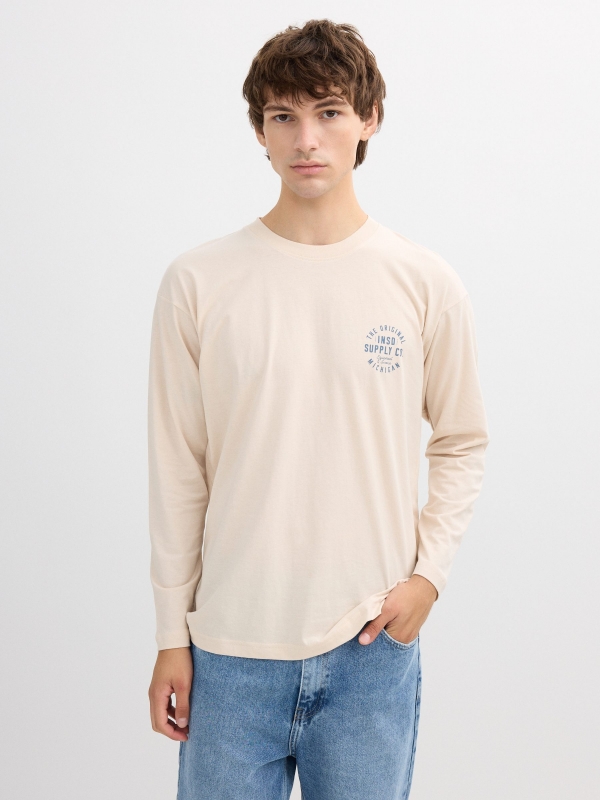 Camiseta manga larga Michigan crudo vista media frontal