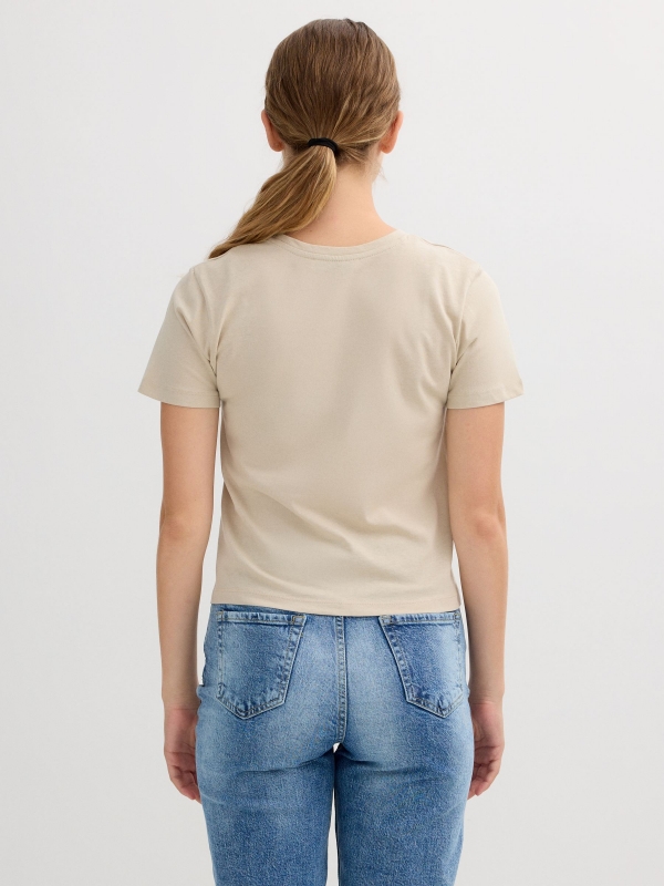 Camiseta de manga curta floral taupe vista meia traseira