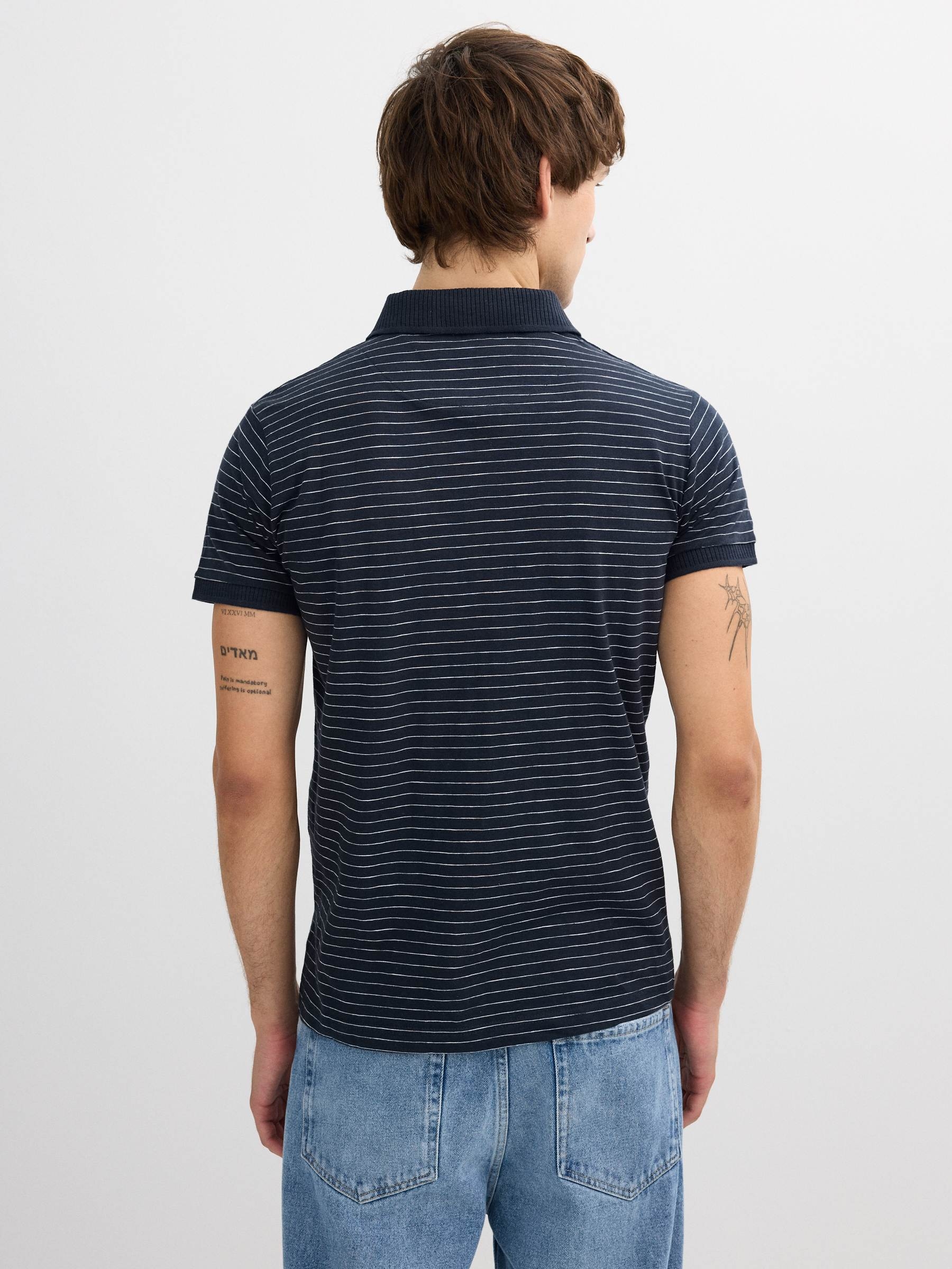 Striped polo navy middle front view