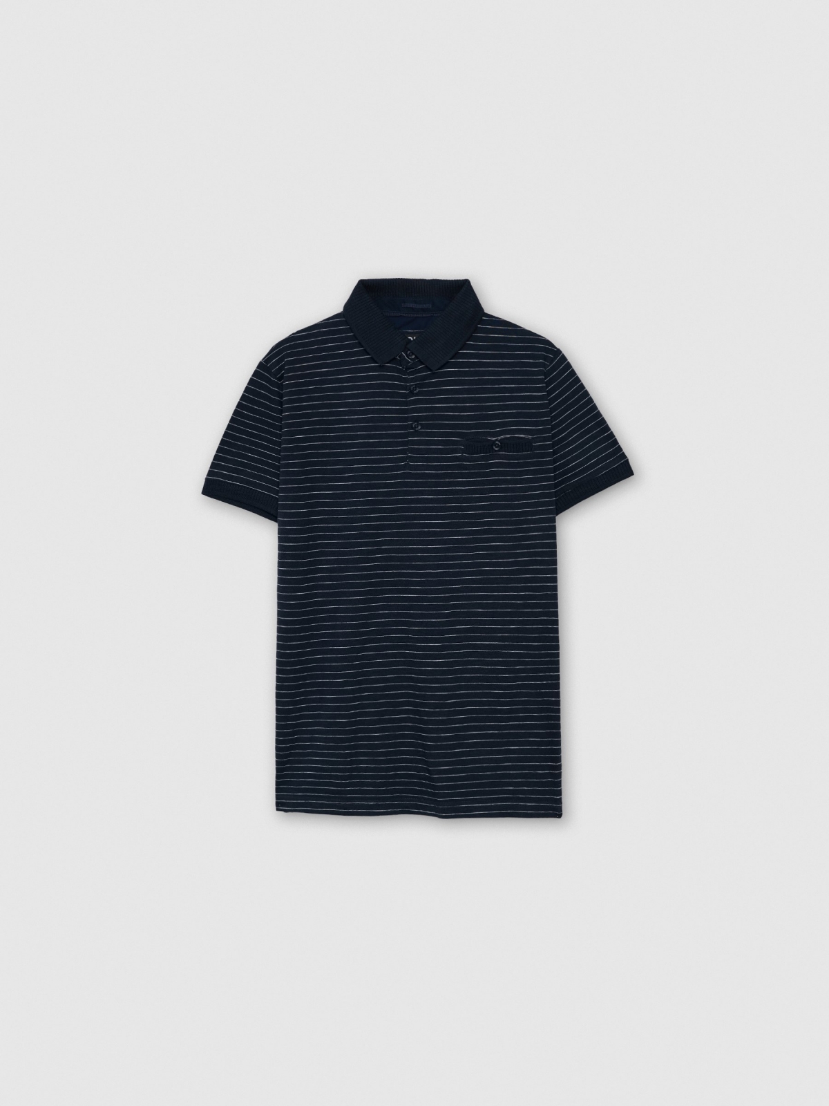 %Pto% Striped polo navy front view