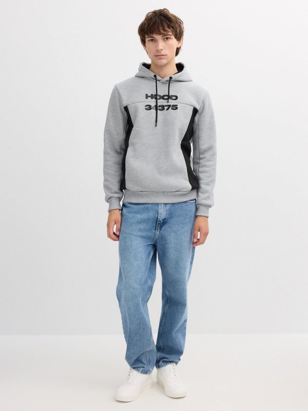 Hoodie medium grey vigore front view
