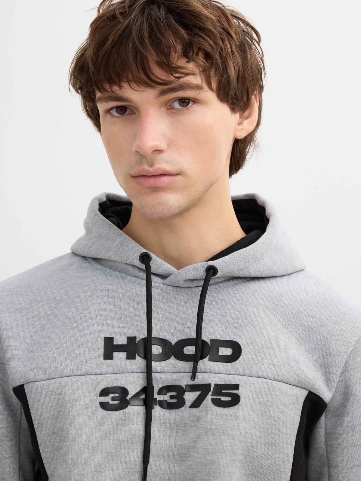 Hoodie medium grey vigore detail view