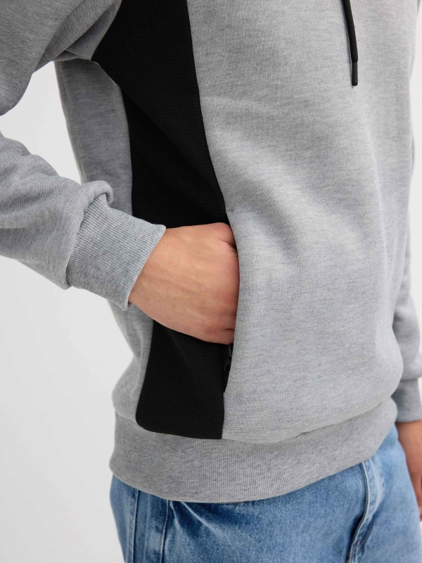 Moletom com capuz cinza vigoré médio vista detalhe