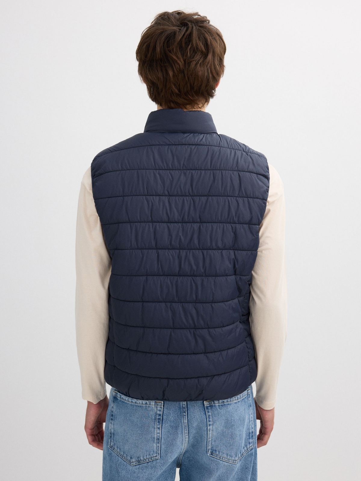 Padded vest navy middle back view
