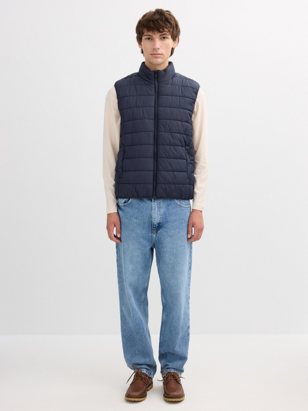 Padded vest navy front view