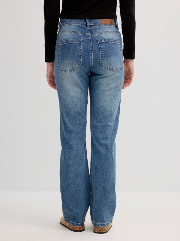 Slim mom jeans blue middle back view
