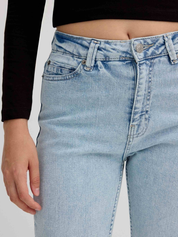 Light blue high rise straight jeans light blue detail view