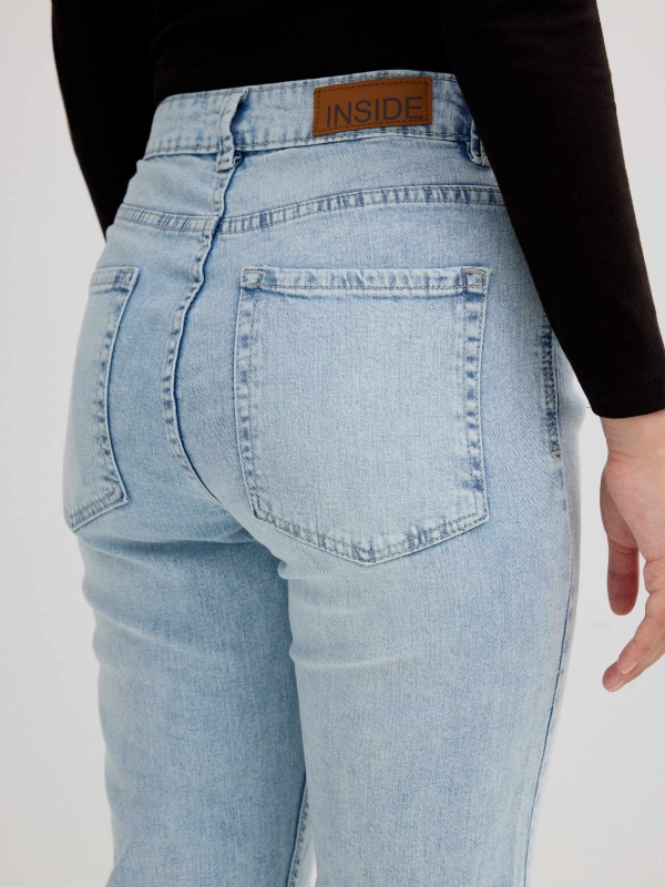 Light blue high rise straight jeans light blue detail view