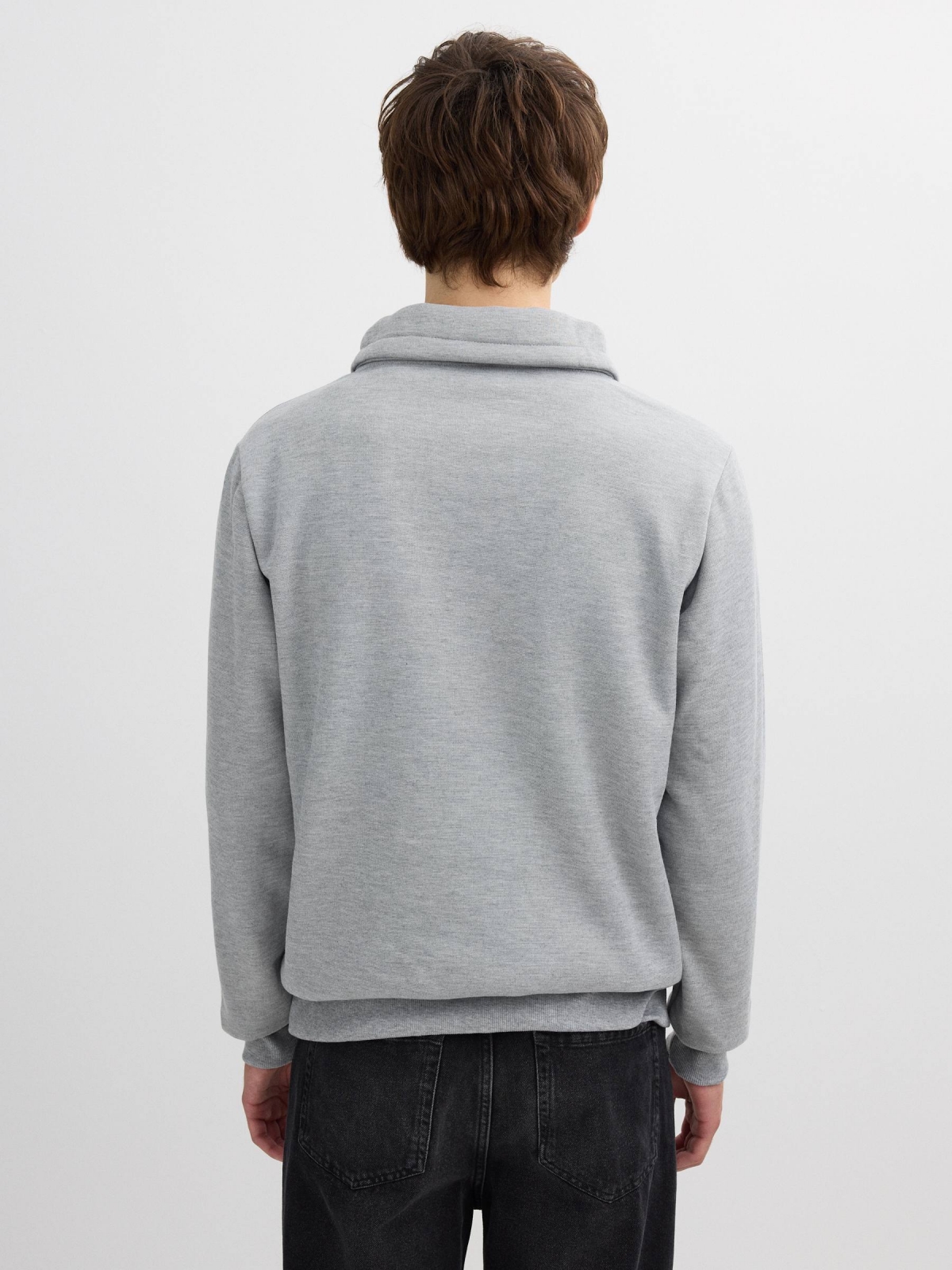 Cross-neck sweatshirt medium melange middle back view